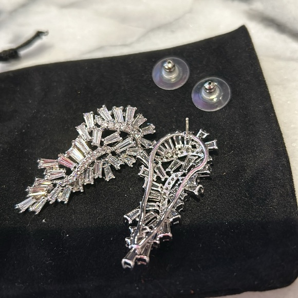 Cubic Zirconia Paisley Baguettes Earrings-Boutique - Picture 9 of 9